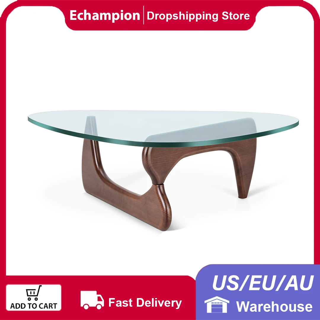 New Design Mid-century Style Triangle Glass Coffee Table