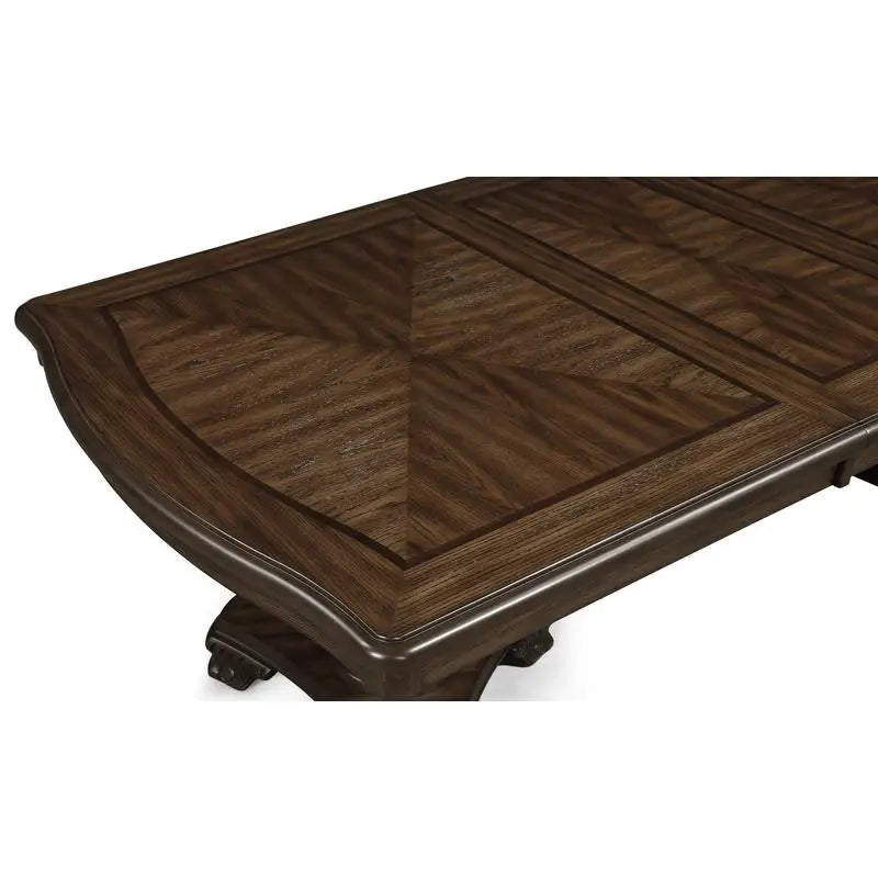 Traditional  5-Piece Carved Double Pedestal Dining Room Table Set for 4  