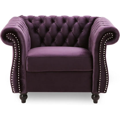 Luxurious Blackberry Velvet Chesterfield Chair