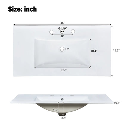 Classic & Elegant 36" Bathroom Vanity with Ceramic Sink