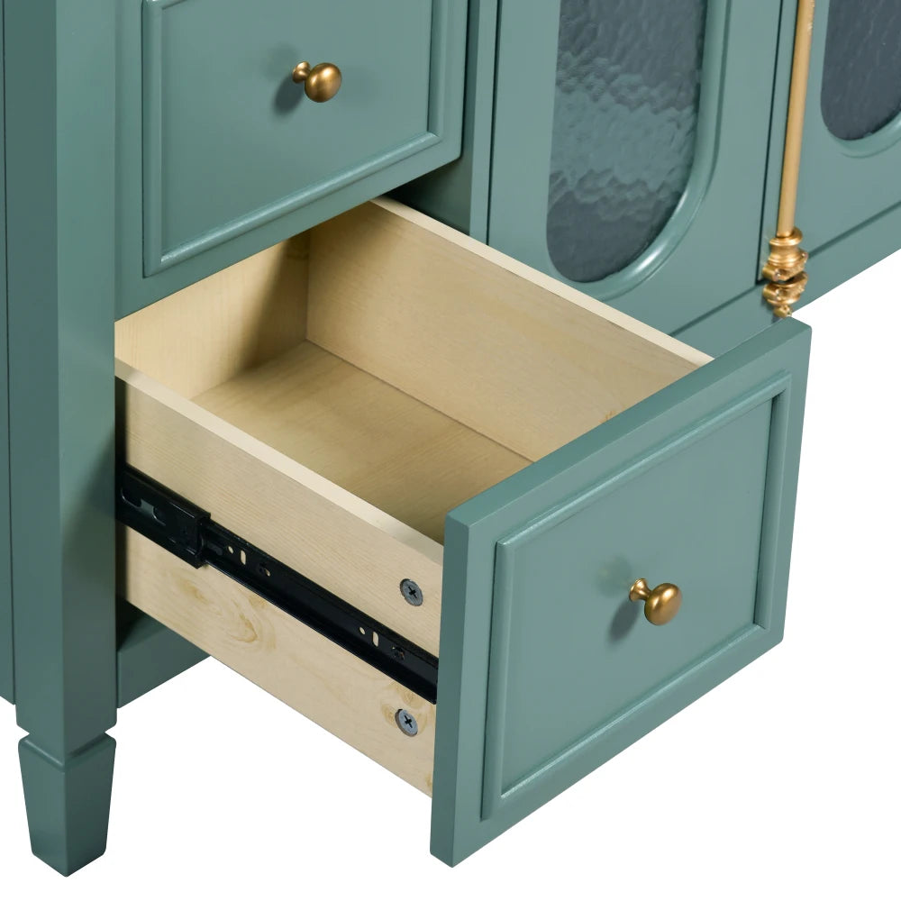 Modern 36" Double Glass Door Bathroom Cabinet w/Undermount Ceramic Sink