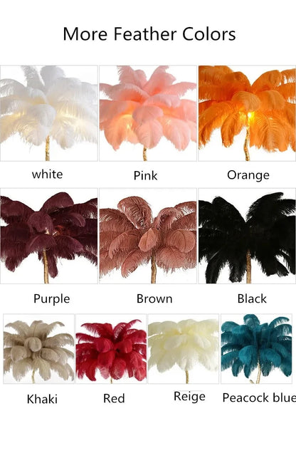 Modern Nordic Ostrich Feather Luxury Floor/Table LED Lamp 