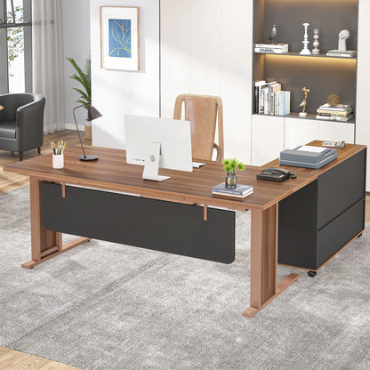 63" Large L-Shaped Executive Office/Computer Desk