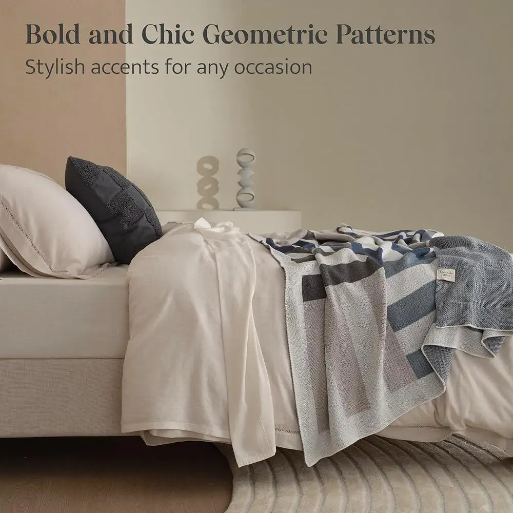 100% Soft Knit Cotton Throw Blanket