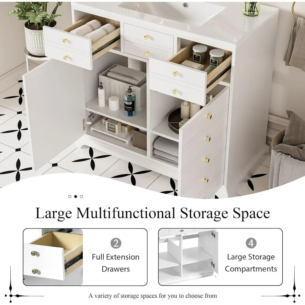 Farmhouse 36" Freestanding Bathroom Vanity w/Sink