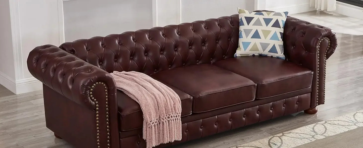 Classic & Luxurious 3-Seater Chesterfield Sofa w/Nailhead Trim
