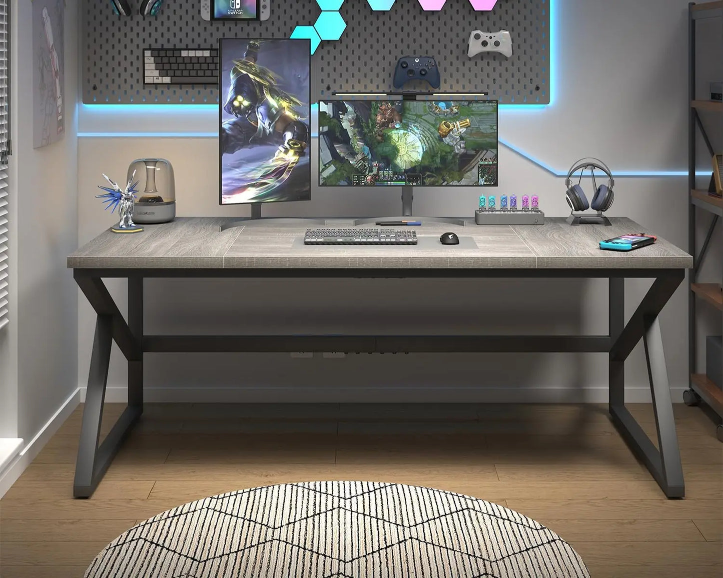 Large Industrial Style Home Office Double Computer Desk