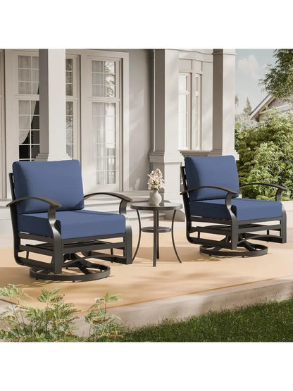 3-Piece Aluminum Outdoor Swivel Rocking Chair Set