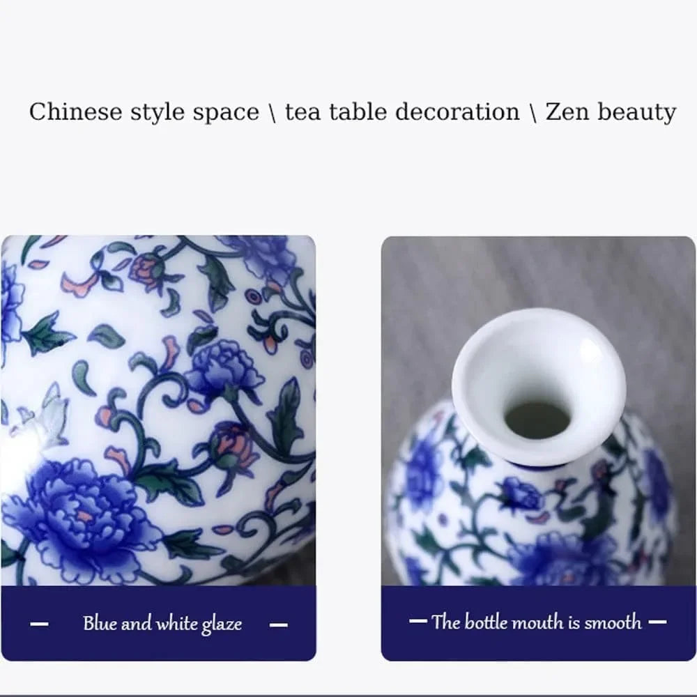 Traditional Asian Blue & White Mini Decorative Porcelain Jar