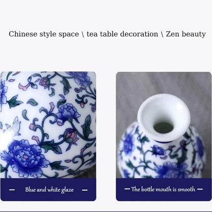 Traditional Asian Blue & White Mini Decorative Porcelain Jar