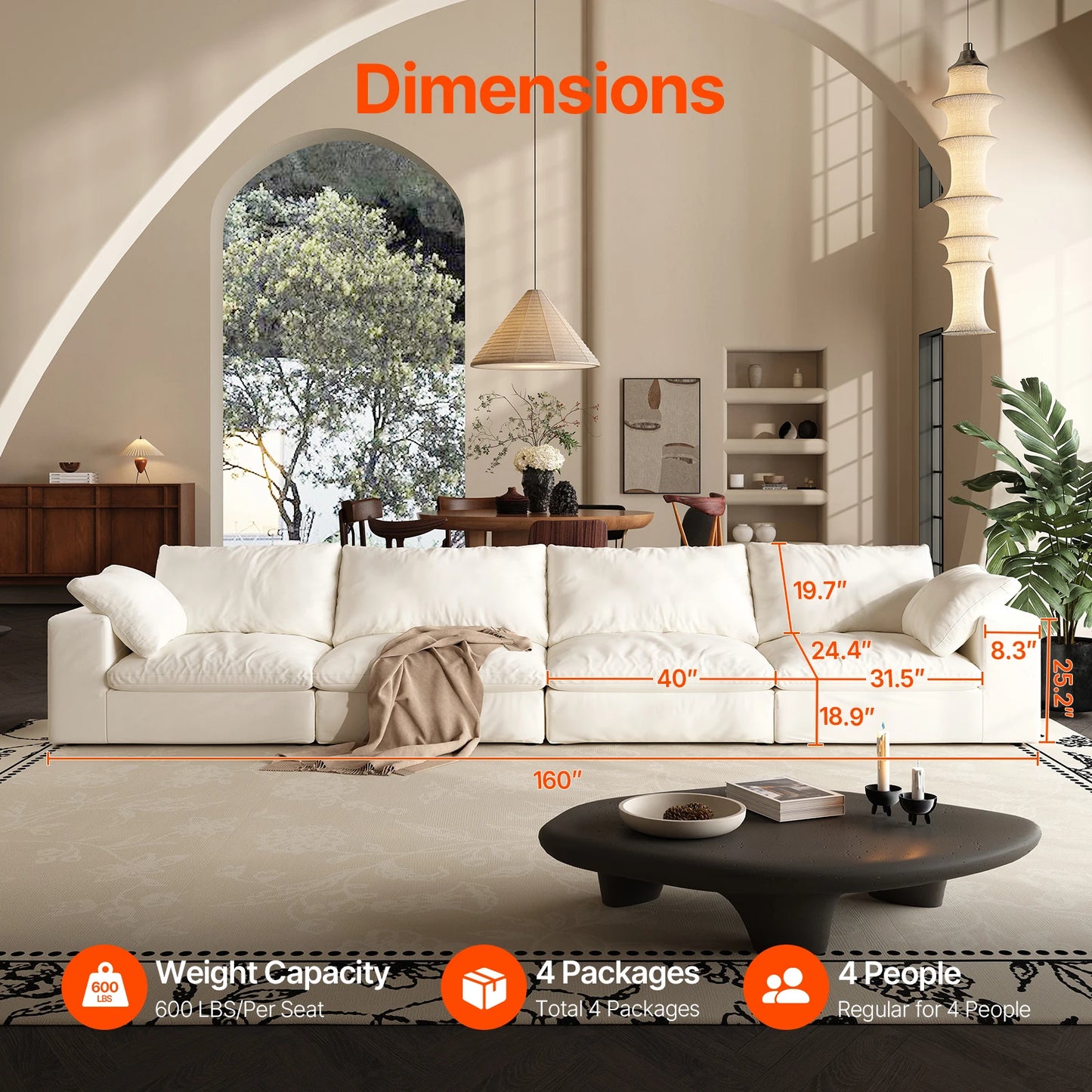 Modern U-shaped Convertible Sofa w/Ottoman