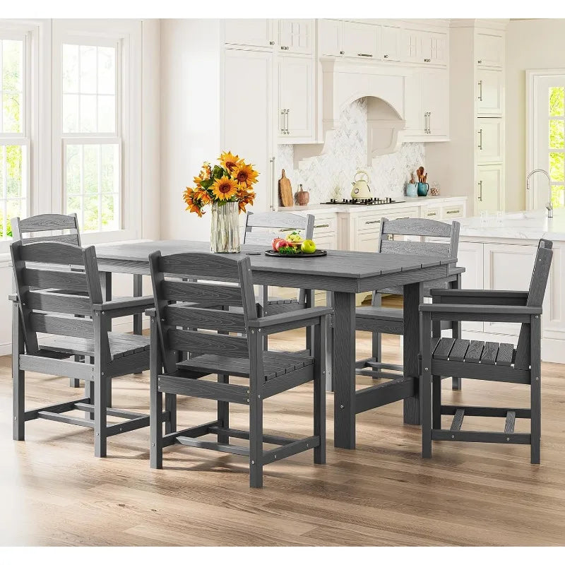 7-Piece Outdoor Patio Dining Table Set w/6 Chairs