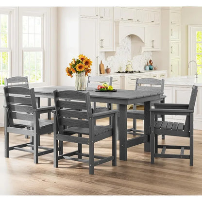 7-Piece Outdoor Patio Dining Table Set w/6 Chairs