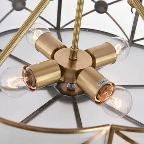 Luxury Hanging Pendant Chandelier w/Handmade Glass Lampshade