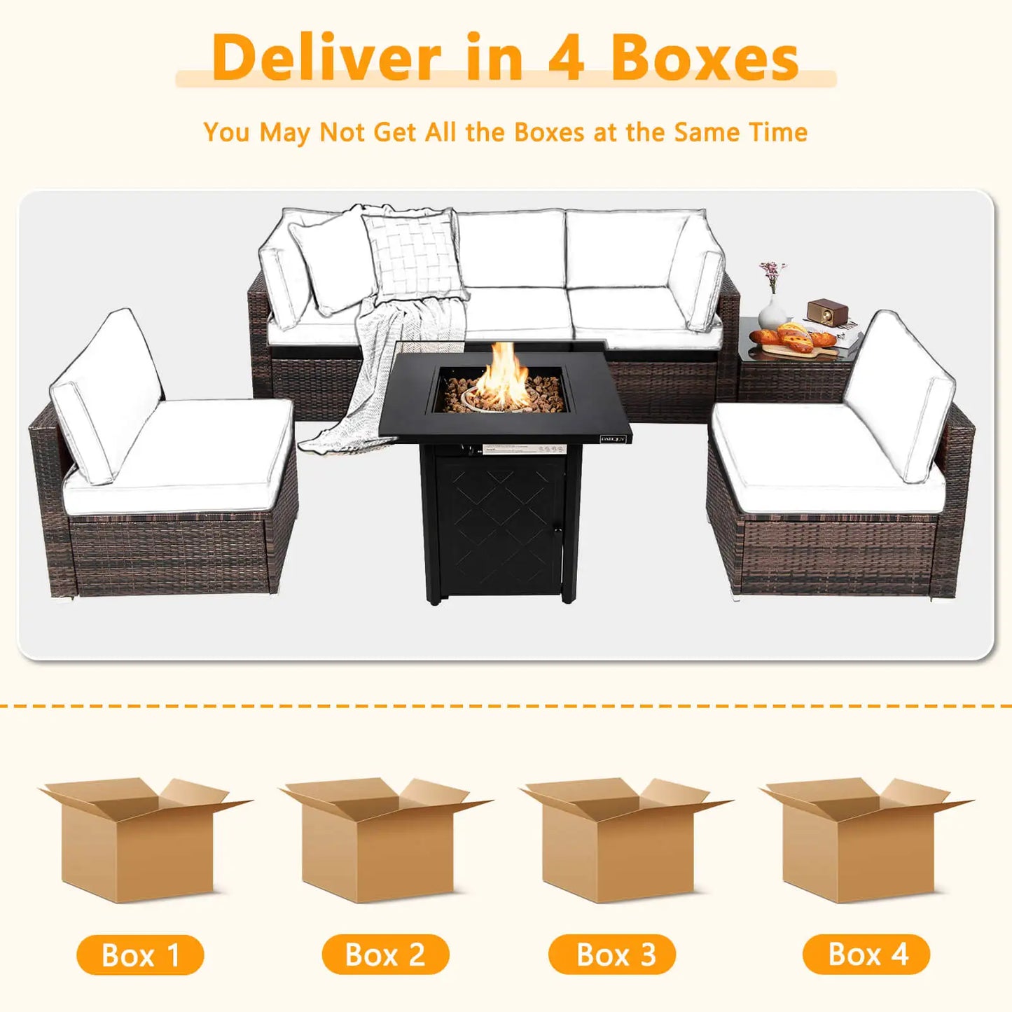 7-pc Patio Set-Gas Fire Pit Table