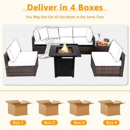 7-pc Patio Set-Gas Fire Pit Table