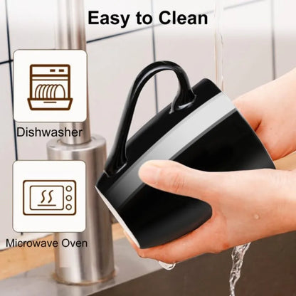 Large Ceramic Black Coffee Mugs(Set of 2)