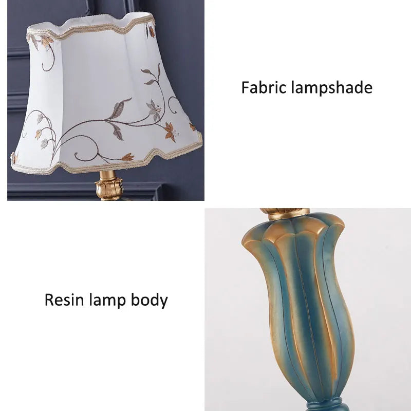 Traditional Elegant Fabric Shade Desk Lamp placed on a desk, highlighting its function as an elegant fabric shade lamp for workspace.
