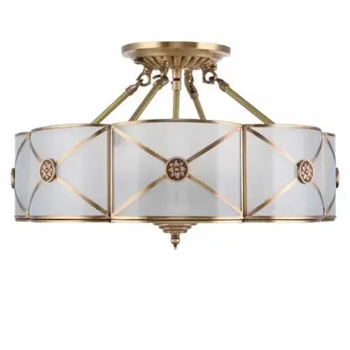 Luxury Hanging Pendant Chandelier w/Handmade Glass Lampshade