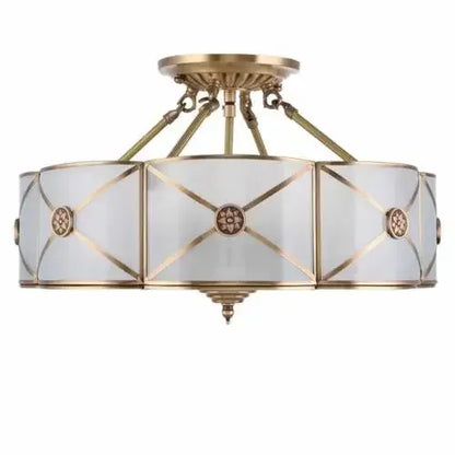 Luxury Hanging Pendant Chandelier w/Handmade Glass Lampshade