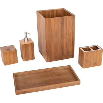 Elegant 5-Piece 100% Bamboo Bath and Vanity Set