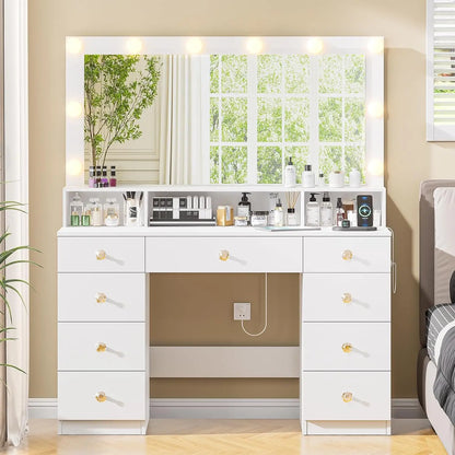 Large Makeup Vanity Desk w/Mirror and Lights