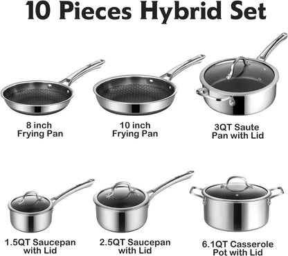 10-Piece Hybrid Stainless Steel Induction Cookware Set