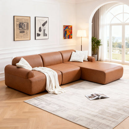 L-Shaped Modular Sofa with removable cushion covers, highlighting easy maintenance and practical design for everyday use.