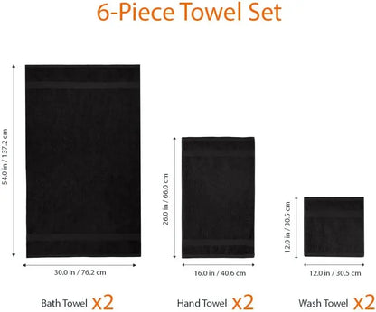 Teal Green towels included in the Luxury 6-Piece Cotton Bath Towel Set, perfect for a chic bathroom upgrade. Luxury cotton towel set.