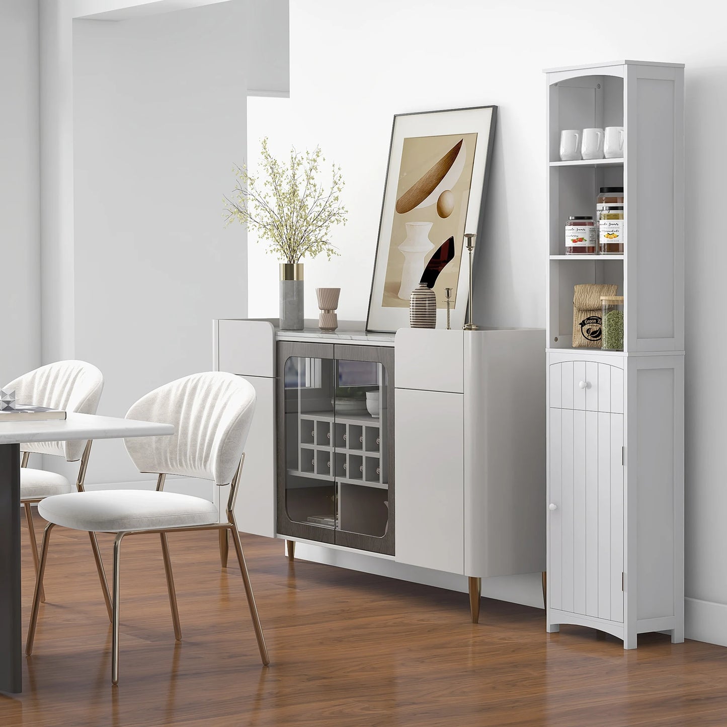 67" Tall Slim Bathroom Storage Cabinet 