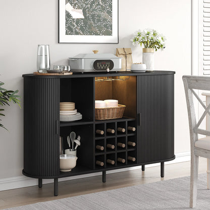 Spacious Wine Bar Cabinet/Coffee Bar Cabinet w/RGB Lights