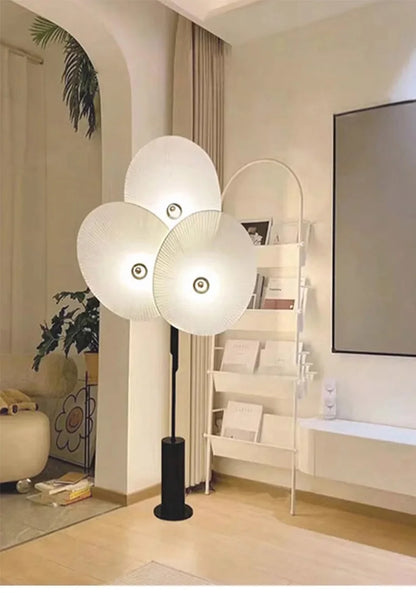 Elegant Modern Triple Floral Floor Lamp displayed with different color variants like Red and Blue.