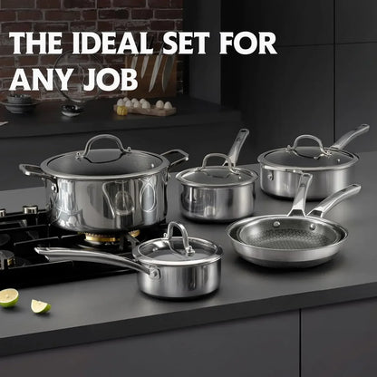 10-Piece Hybrid Stainless Steel Induction Cookware Set