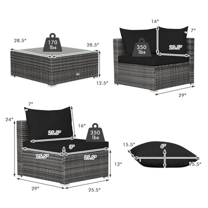 Modern 7-Piece PE Rattan Sectional Sofa Set