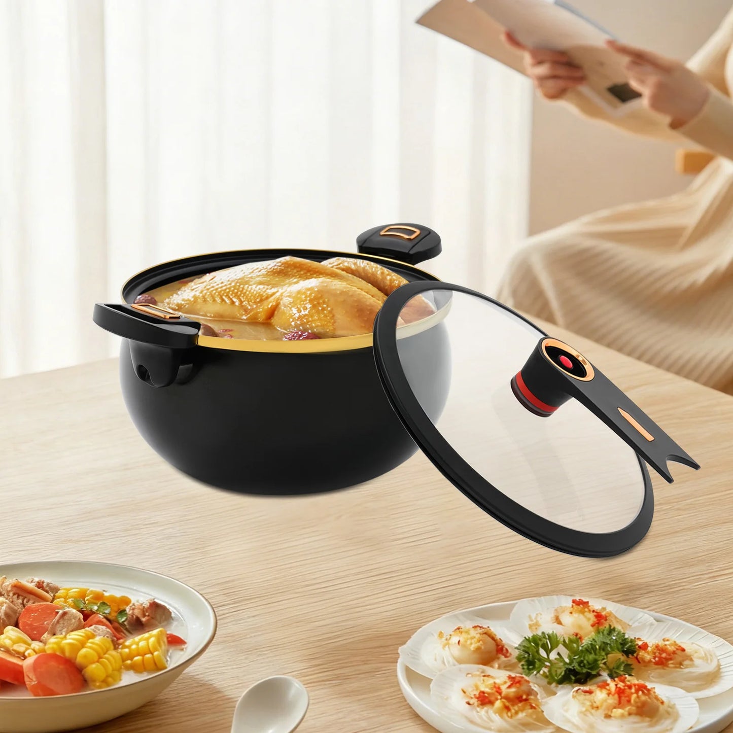 Non-Stick 8L Round Micro Pressure Cooker 