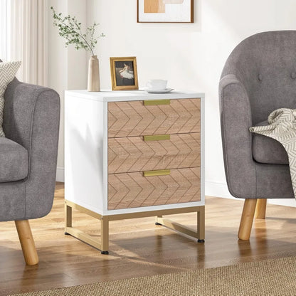 Stunning 3 Drawer Nightstand w/Chevron Design set of 2