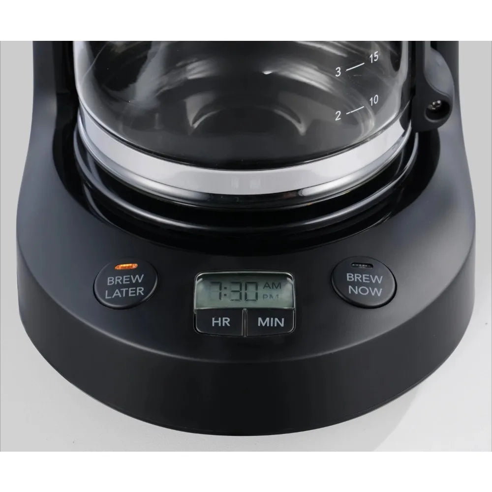 Compact 5-Cup Programmable Black Coffee Maker