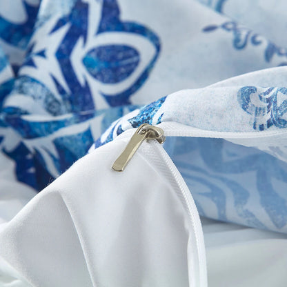3-Piece Blue & White Quilt Cover Set w/Matching Pillowcases (king/queen)