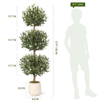 5' Tall Indoor/Outdoor Faux Olive Tree w/A Non-decorative Planter