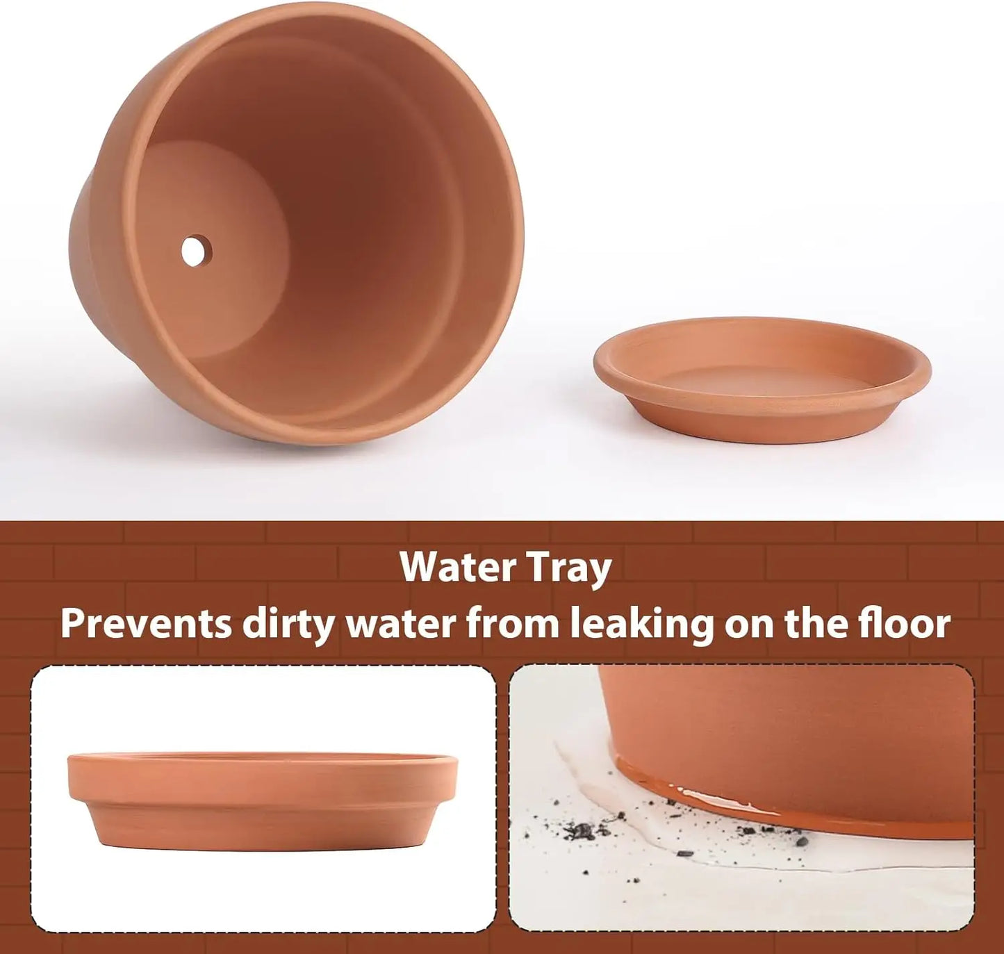 Essential Large Terracotta Clay Flower Pot w/Matching Saucer