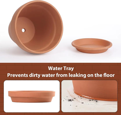 Essential Large Terracotta Clay Flower Pot w/Matching Saucer