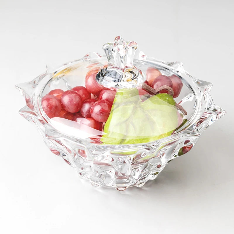 Amber Elegant Crystal Glass Candy Jar with Lid - a chic elegant crystal candy jar that adds elegance to any room.