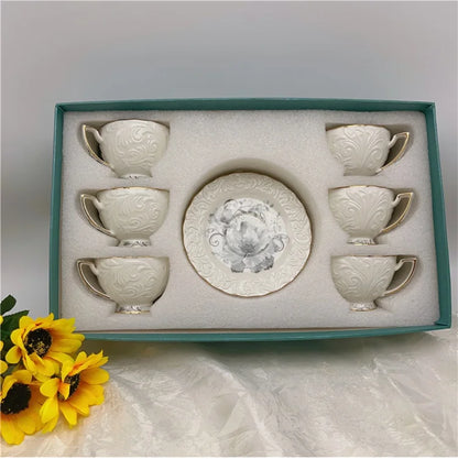 Exquisite Afternoon Tea Coffee Cup & Saucer Sets w/Gold Trim