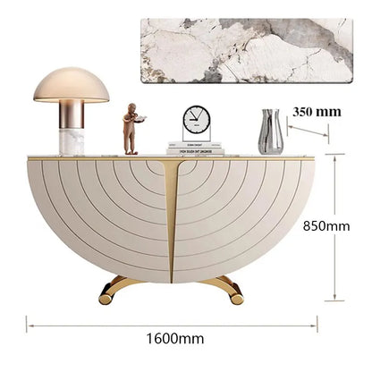 Modern, Luxurious & Stylish Semi-Circular Entrance Table w/Faux Marble Top