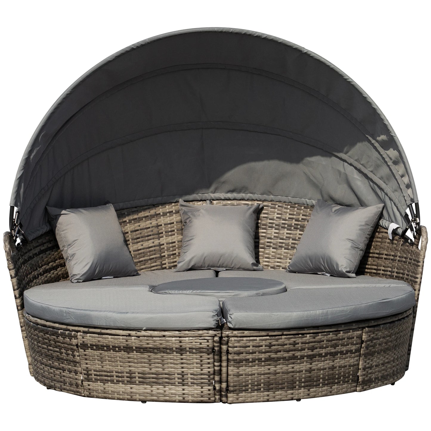 4-Piece Dark Grey Outdoor Convertible Daybed