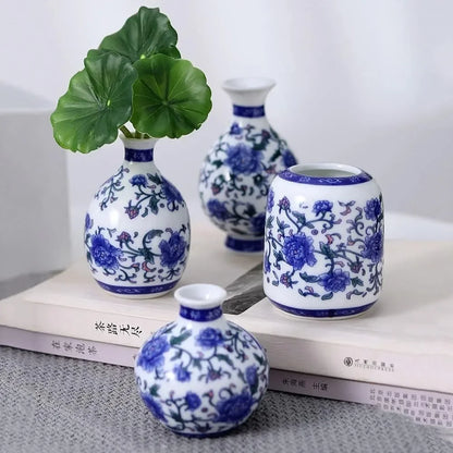 Traditional Asian Blue & White Mini Decorative Porcelain Jar