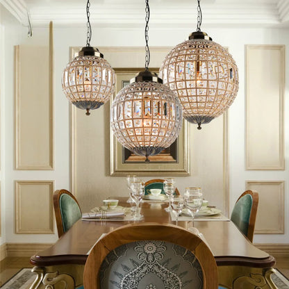 Luxurious Vintage Royal Empire Ball Crystal Chandelier - Elegant vintage crystal chandelier illuminating a stylish dining room.