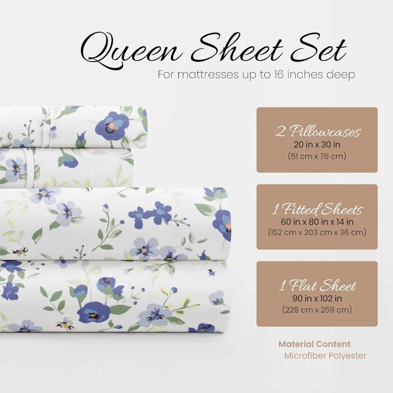   Ultra-Soft & Cooling Queen Size Silky Soft Bed Sheet Set