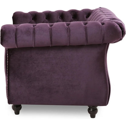 Luxurious Blackberry Velvet Chesterfield Chair