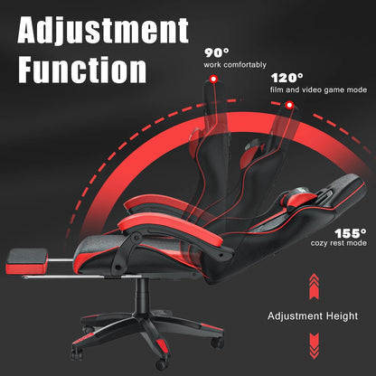 Ergonomic Design Tall Gaming Chair w/Footrest
